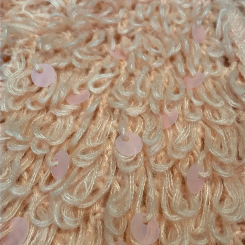 Main Strip Shaggy Lopped Knit & Sequin Pink Textured Cardigan Women’s M - Picture 8 of 13